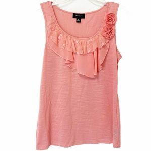 AB Studio Medium Coral Sleeveless Top Size Medium